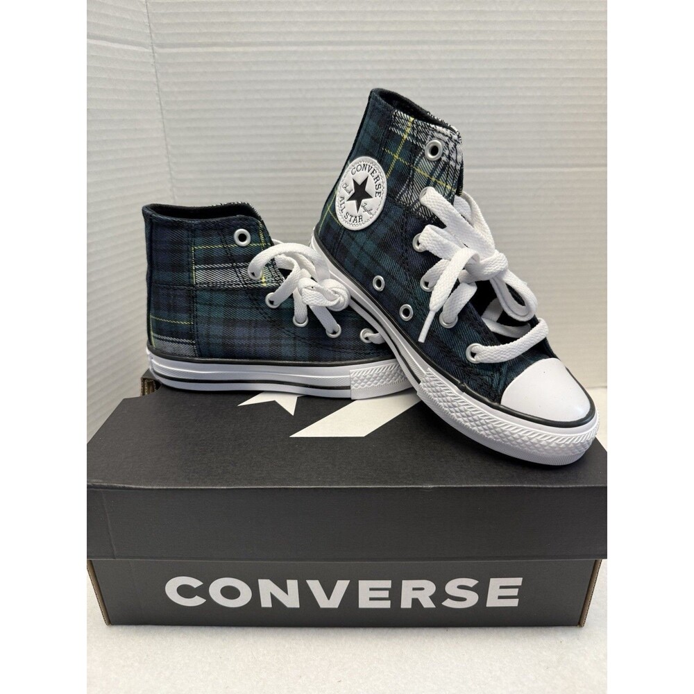 New Converse Chuck Taylor All Star Plaid High Tops Youth  Sz 12 Lace Up Stars